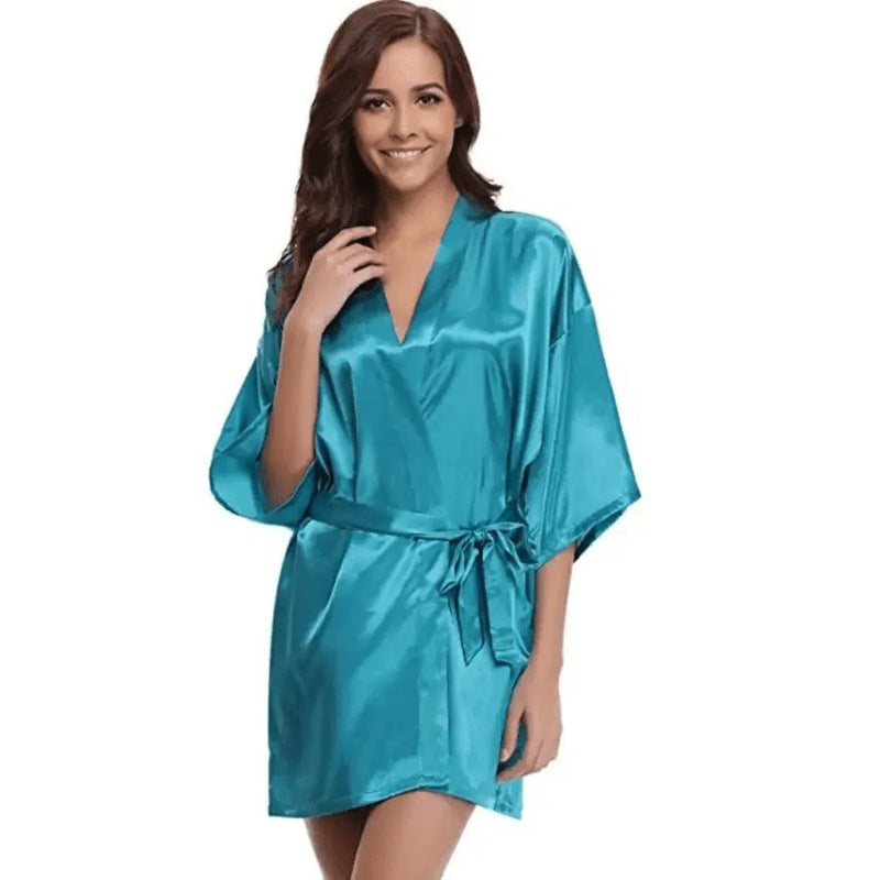 Pijama Feminino Serenity Roupão Em Cetim Premium Com Decote V | Toque De Seda Confortável