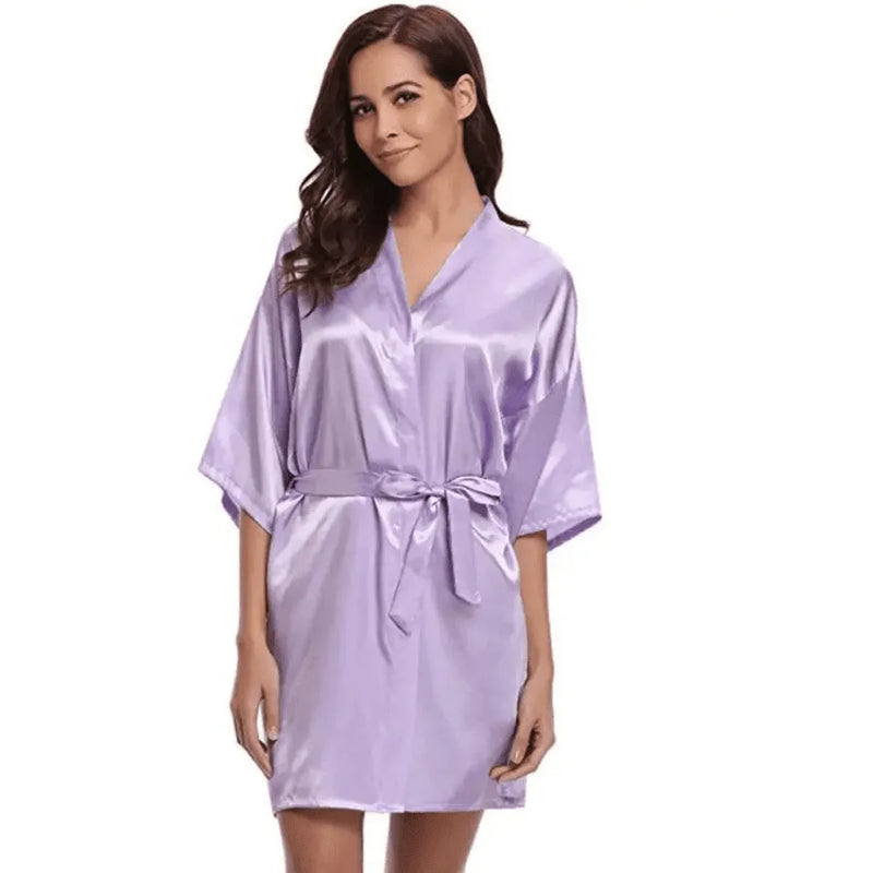 Pijama Feminino Serenity Roupão Em Cetim Premium Com Decote V | Toque De Seda Confortável