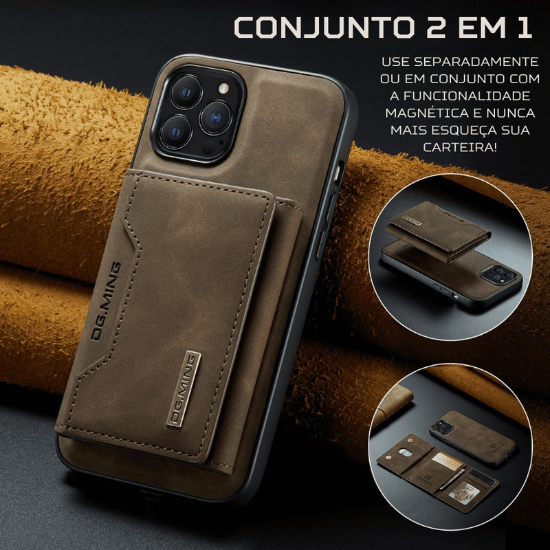 Conjunto Magnético Carteira De Couro Slim + Capinha De Couro Para Iphone - [PROMOÇÃO 2 EM 1 50% OFF]