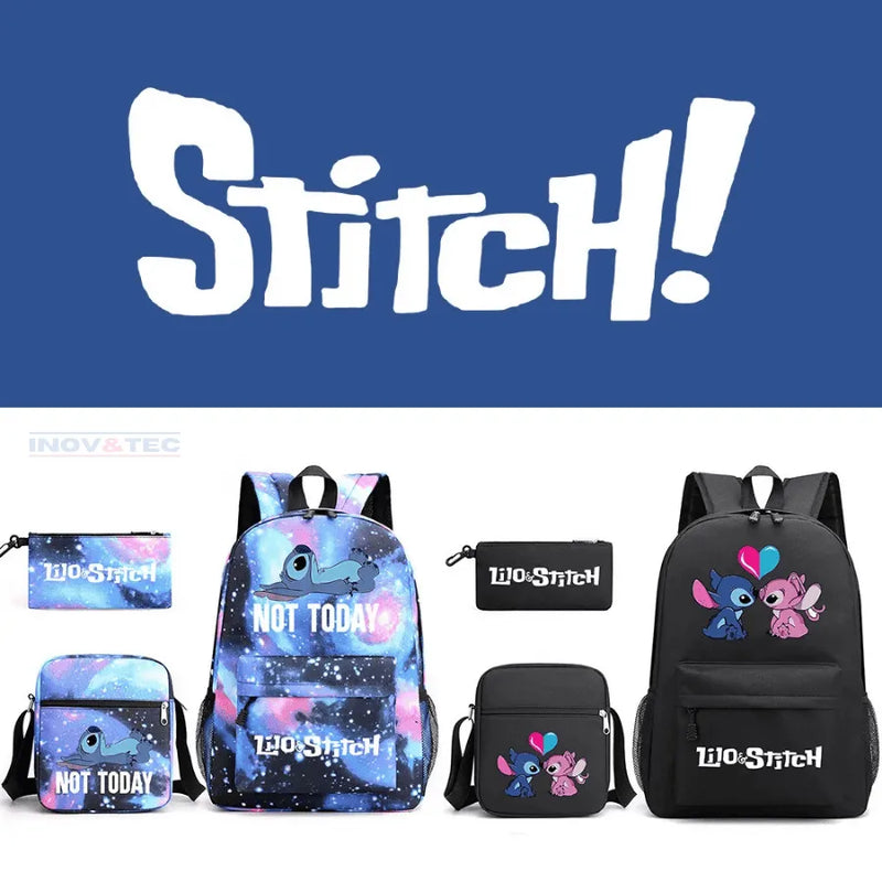 Mochila Infantil Stitch Lovers - Com Lancheira e Estojo de Brinde -Fofura Total em Forma De mochila