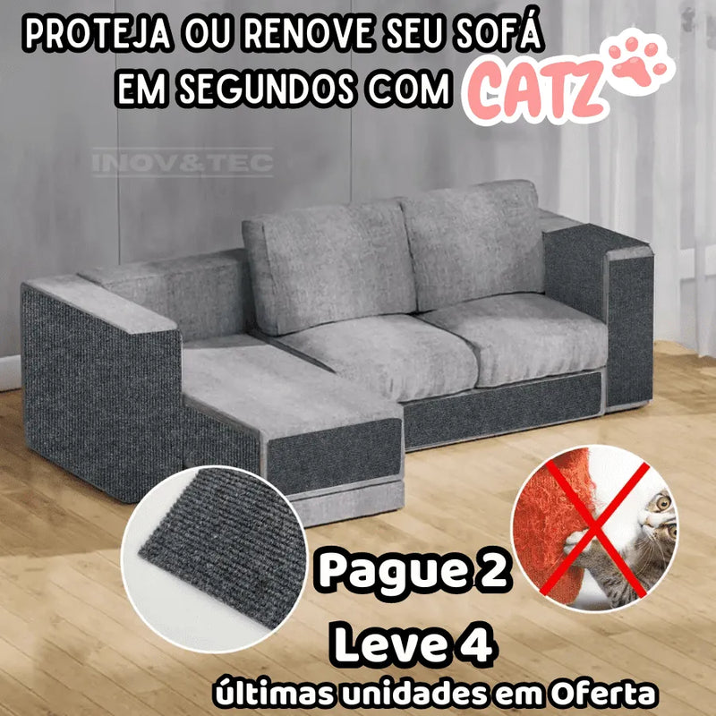 COMPRE 2 LEVE 4 - Arranhador Para Gatos Carpete Adesivo Catz | Protetor de Móveis e Sofá - Proteja Ou Renove Seu Sofá Em Segundos