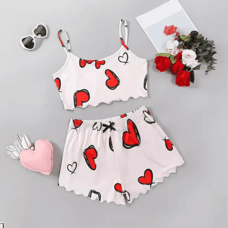 Pijama Feminino LoveArt - Conjunto Top Cropped e Shorts Fresquinho LooseFit | Tecido Super Macio e Confortável