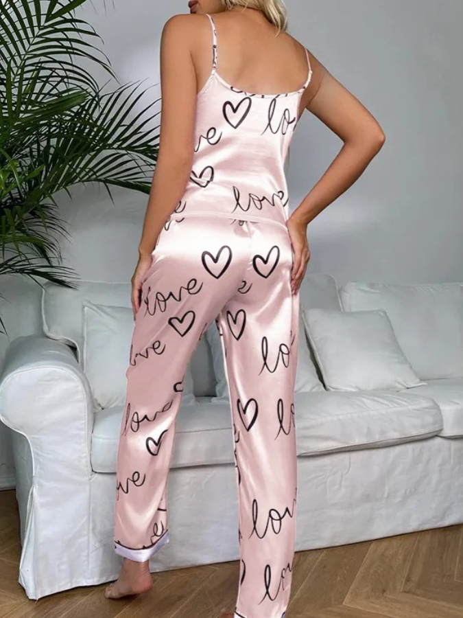 Pijama Feminino LoveDream - Conjunto Calça e Camisa Em Seda Gelo Premium | Toque De Seda Super Confortável
