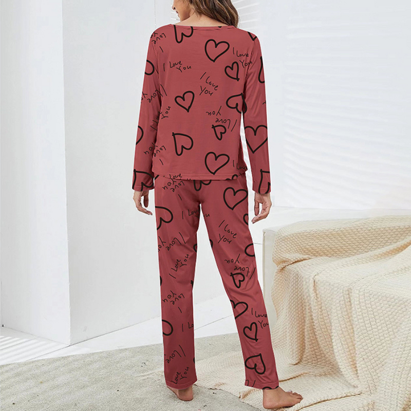 Pijama Feminino I Love You - Conjunto Com Calça e Camisa Longa em Tecido LooseFit | Macio, Confortável e Quentinho