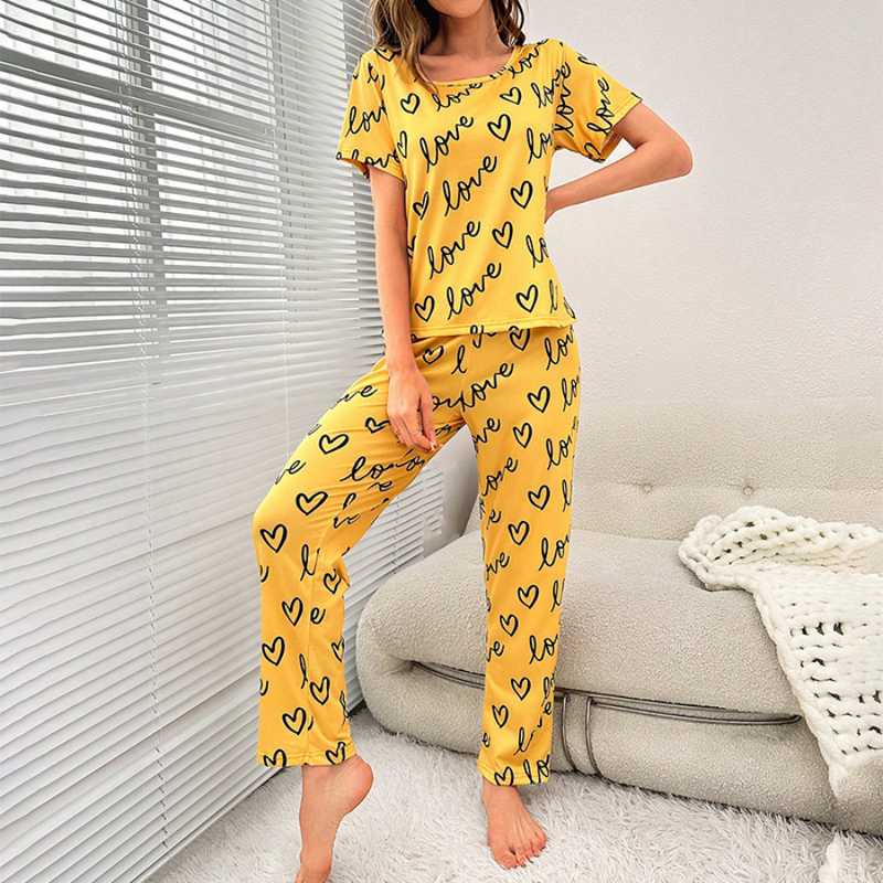 Pijama Feminino Love Conjunto Com Calça e Camisa Longa | Tecido Leve e Confortável