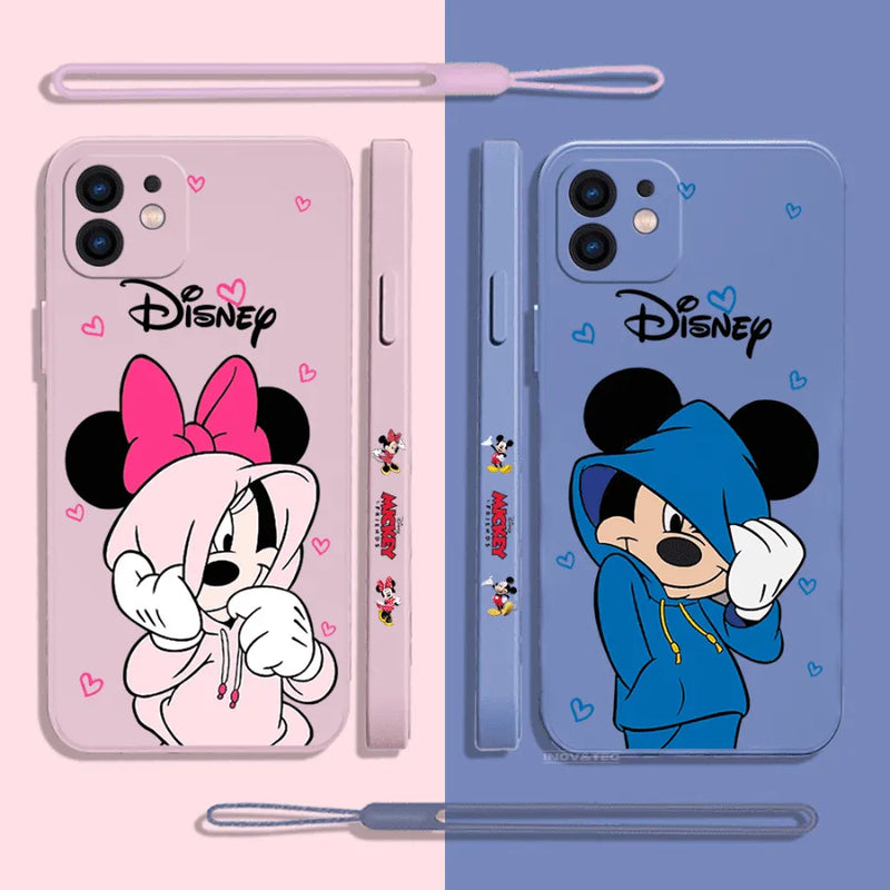 Capinha Iphone De Casal Mickey e Minnie Disney - Case De Alta Proteção E Resistência + Cordão de Brinde