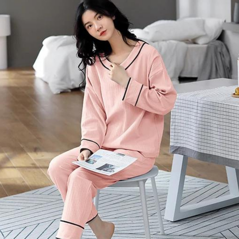 Pijama Feminino Sweet Confort - Conjunto Com Calça e Camisa Longa em Algodão | Super Macio, Quentinho e Confortável
