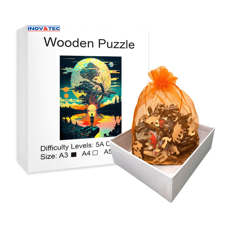 Quebra-Cabeça de Madeira Inova WOOD PUZZLE - Árvore Divina | Diversão com Diversos Benefícios para Crianças e Idosos