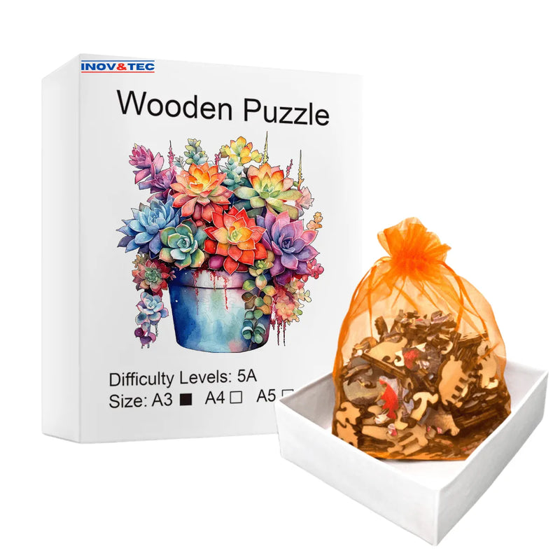 Quebra-Cabeça de Madeira Inova WOOD PUZZLE - Variedade Floral | Diversão com Diversos Benefício