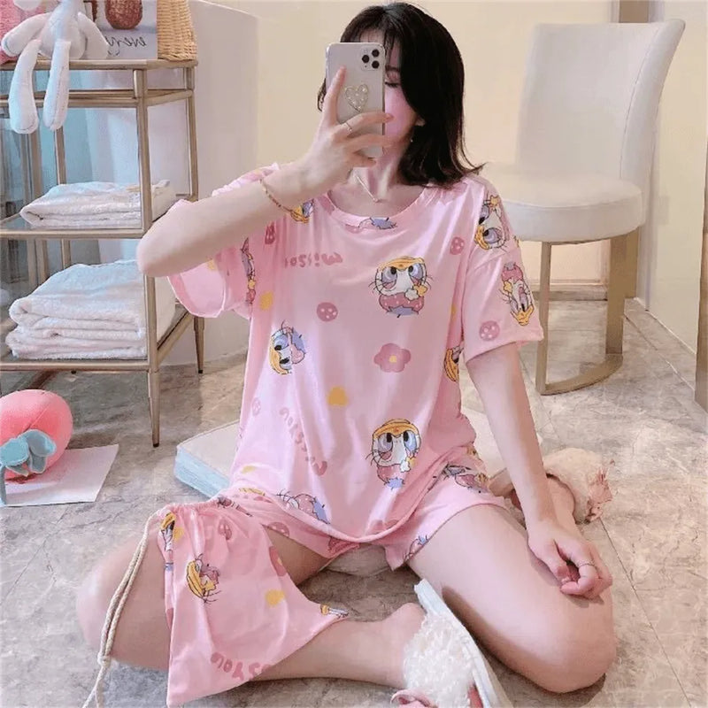 Pijama Feminino Margarida - Conjunto Camisa e Shorts LooseFit | Tecido Algodão Super Macio e Confortável