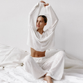 Pijama Feminino Acrylic Comfort - Conjunto Com Calça e Camisa Longa em Tecido Acrílico | Máxima Durabilidade, Leve e Super Confortável
