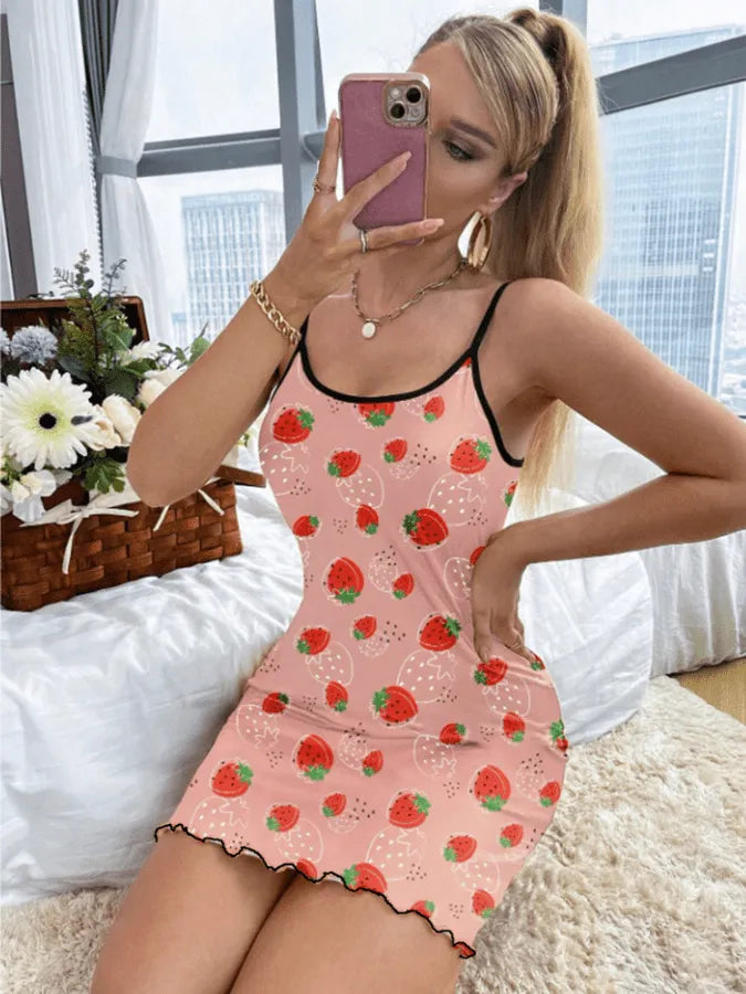 Pijama Feminino Strawberry Camisola BabyDoll | Tecido Super Macio e Confortável