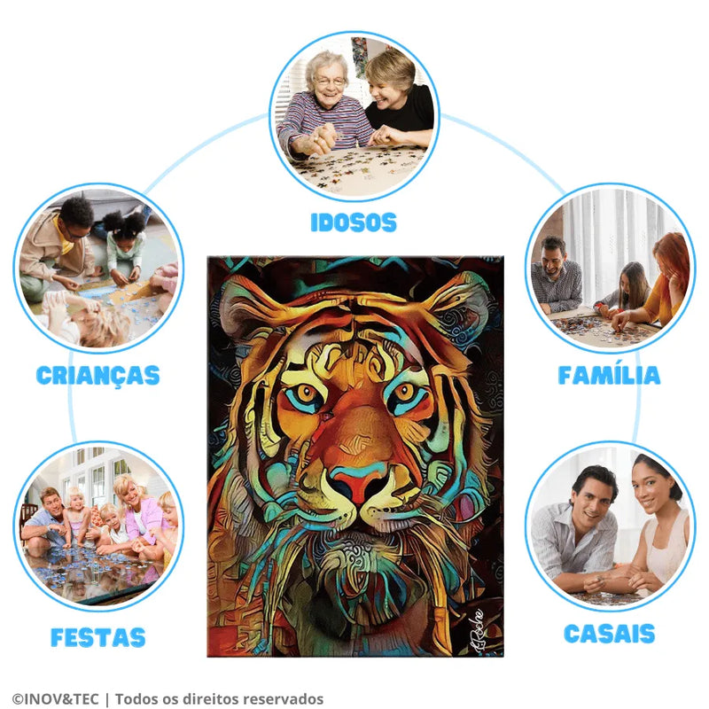 Quebra-Cabeça De Madeira Inova WOOD PUZZLE - Pintura Tigre | Diversão Com Diversos Benefícios