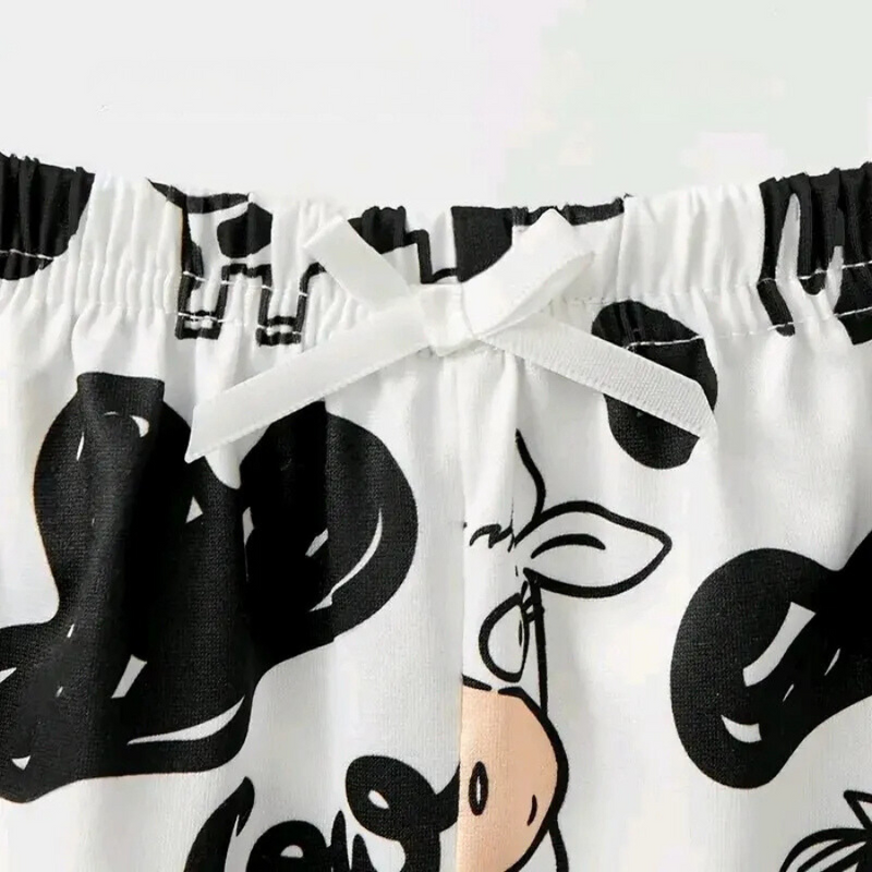 Pijama Feminino Cow - Conjunto Top Cropped e Shorts Fresquinho LooseFit | Tecido Super Macio e Confortável