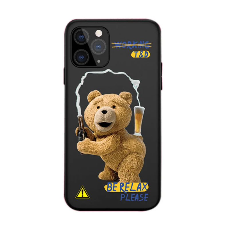 Capinha Iphone Teddy Bear Drink - Case De Proteção Engraçada e Divertida