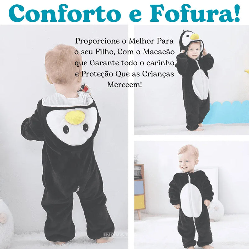 Macacão Quentinho De Animais e Personagens Para Bebês E Crianças - Pijamas Criativos e Confortáveis Para Se Divertir