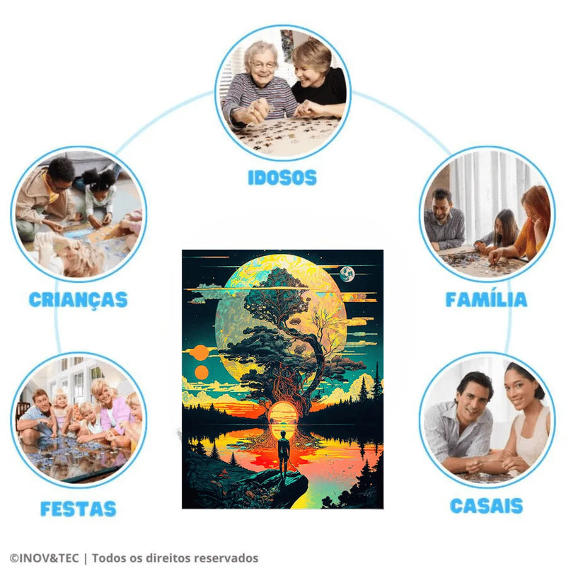 Quebra-Cabeça de Madeira Inova WOOD PUZZLE - Árvore Divina | Diversão com Diversos Benefícios para Crianças e Idosos