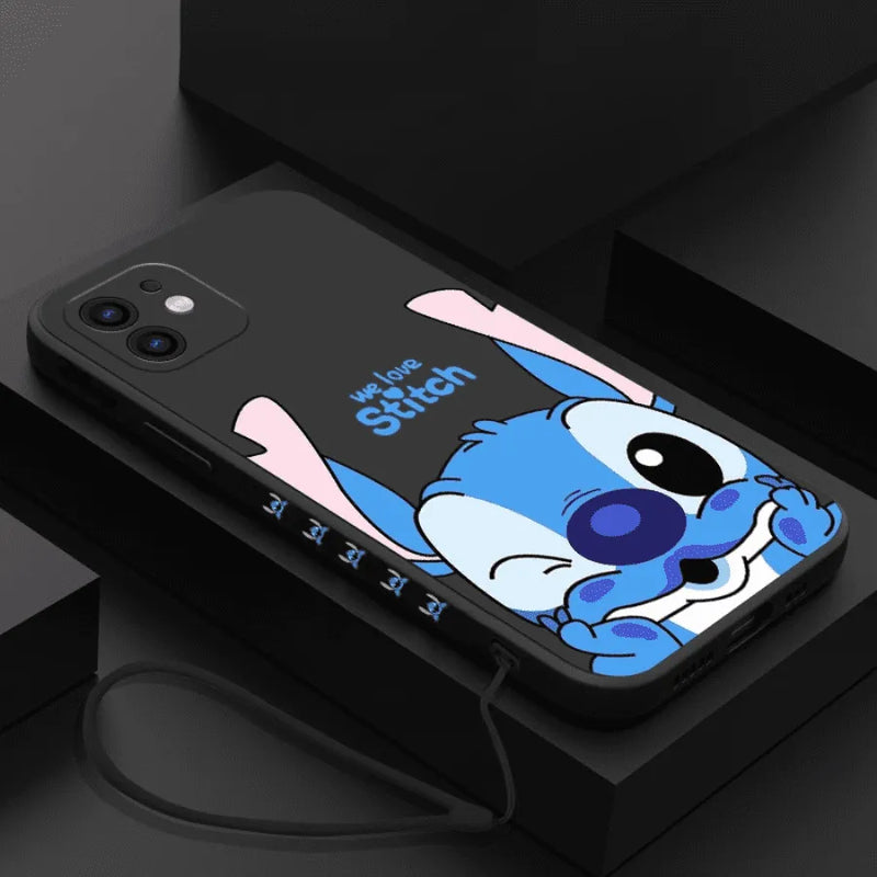 Capinha Iphone Silicone Beijo Do Stitch Disney - Case De Ata Proteção Com Cordão de Brinde
