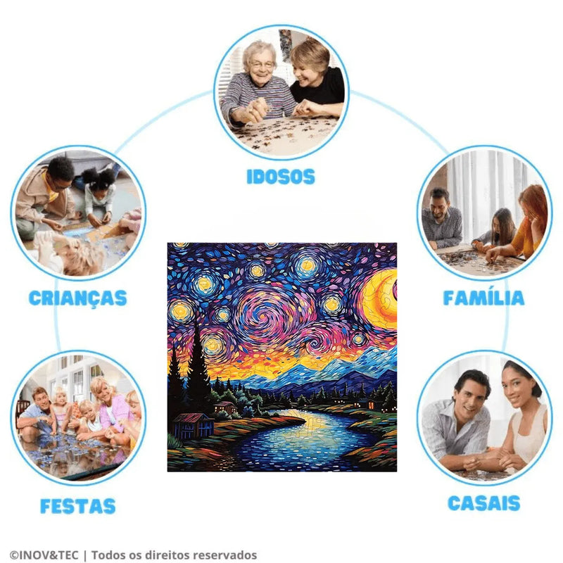 Quebra-Cabeça de Madeira Inova WOOD PUZZLE - Paisagem Aquarela | Diversão com Diversos Benefícios para Crianças e Idosos