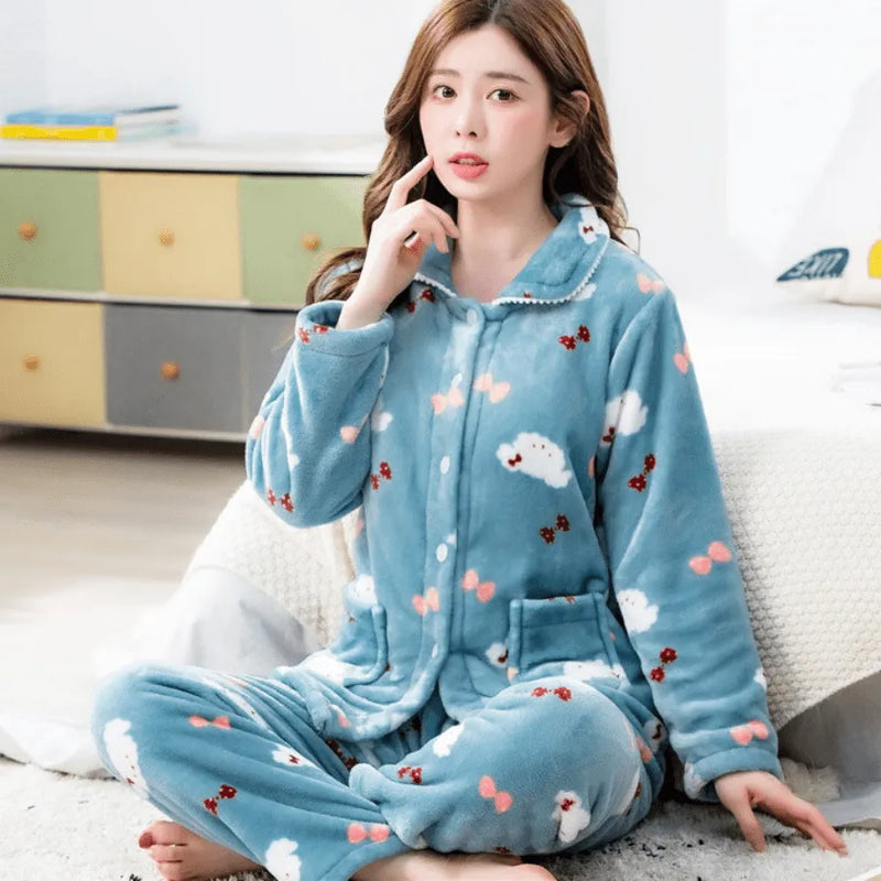 Pijama Feminino Peluciado Plush Warmth - Conjunto Blusa e Calça De Pelúcia Plush | Quentinho, Macio e Super Confortável