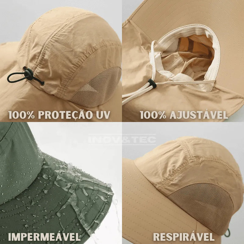 Chapéu Com Proteção Solar UVA/UVB - Proteja-se Do Sol Com 100% De Eficácia Ao Ar Livre!