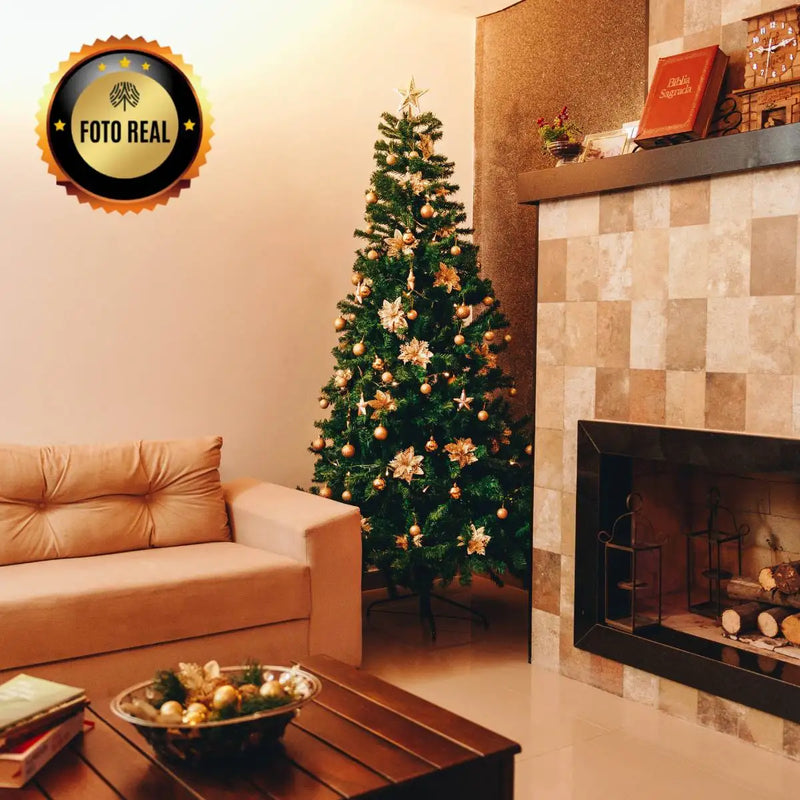 Árvore De Natal Pinheiro Grande Luxo Cheia Premium 1.50m 450 Galhos Verde Tradicional