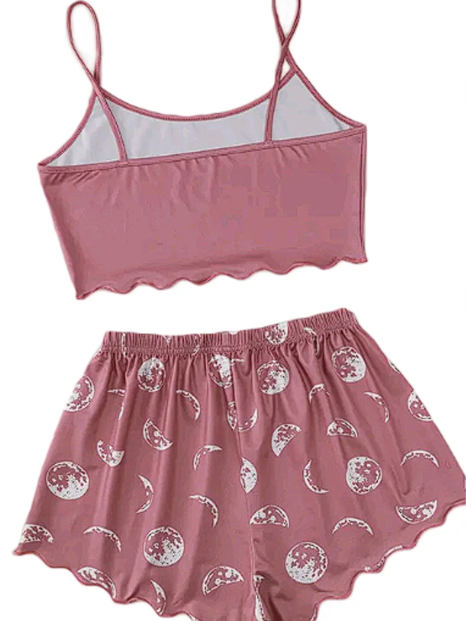 Pijama Feminino Moon Phases - Conjunto Top Cropped e Shorts Fresquinho LooseFit | Tecido Super Macio e Confortável