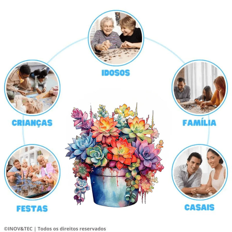 Quebra-Cabeça de Madeira Inova WOOD PUZZLE - Variedade Floral | Diversão com Diversos Benefício