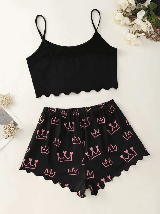Pijama Feminino Princess - Conjunto Top Cropped e Shorts Fresquinho LooseFit | Tecido Super Macio e Confortável