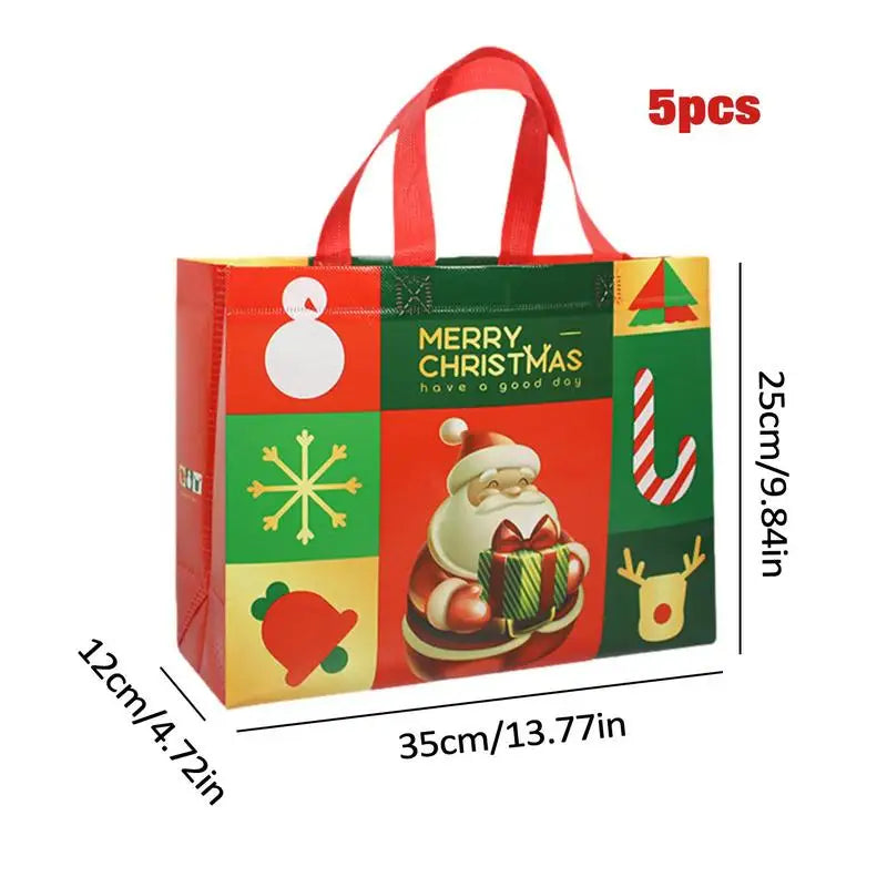 Sacos de presente de Natal reutilizáveis - 5 pcs