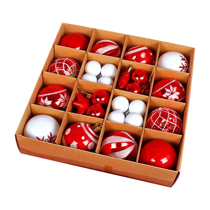 Árvore de natal decoração conjunto bola 42 pçs vermelho e branco