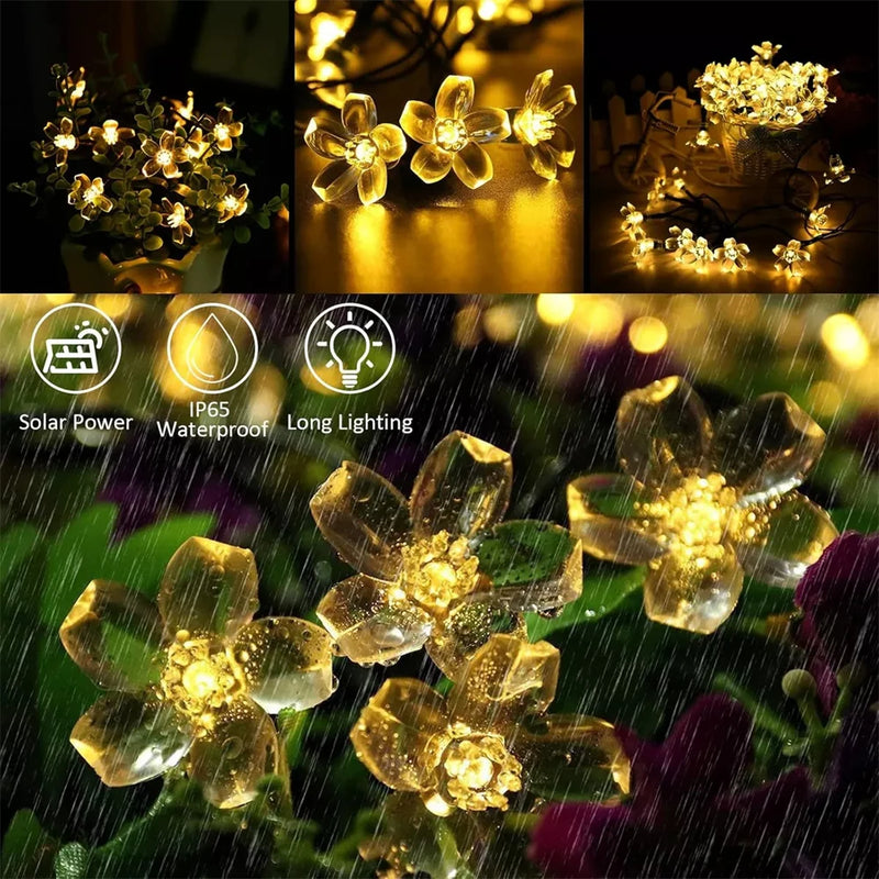 Guirlanda Solar de Flores de Cerejeira com LED