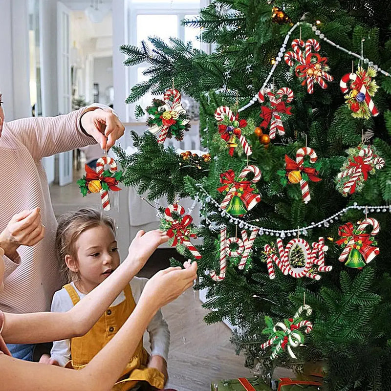 36 pçs natal ornamentos de doces de madeira