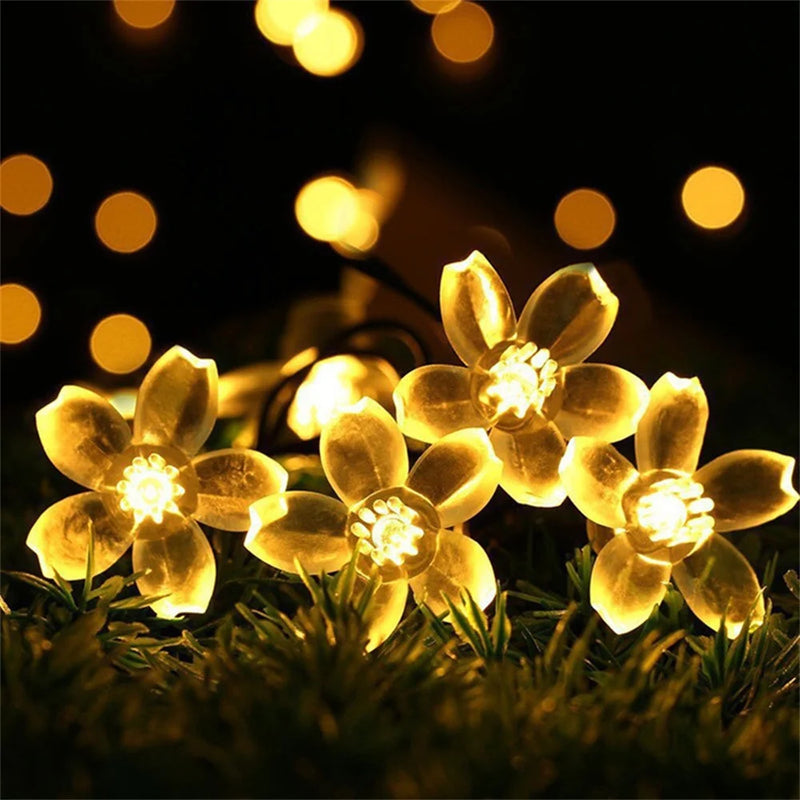 Guirlanda Solar de Flores de Cerejeira com LED