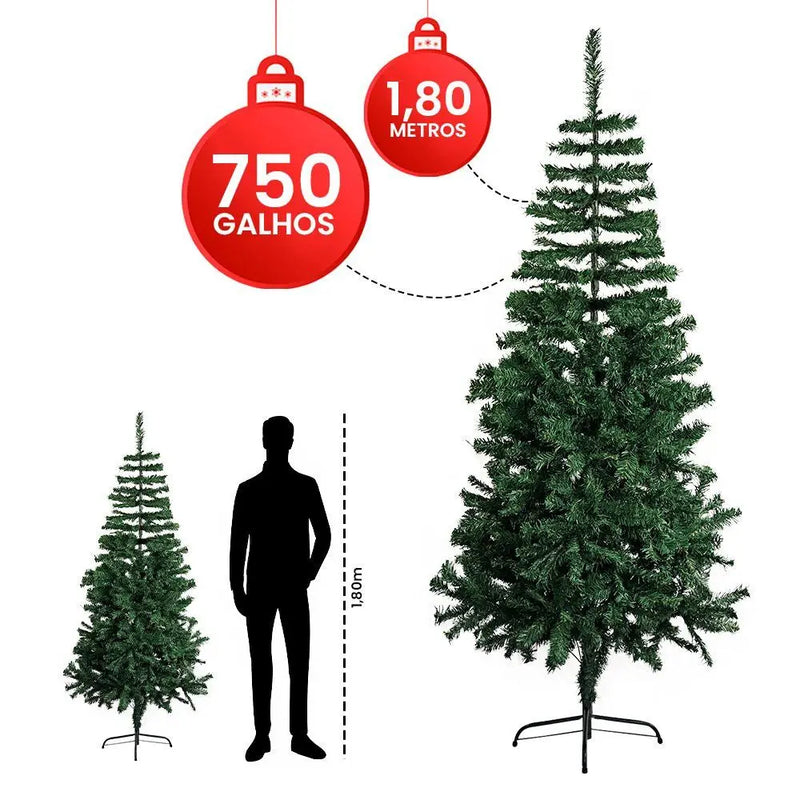 Árvore De Natal Pinheiro Luxo Grande 180cm 750 Galhos Premium