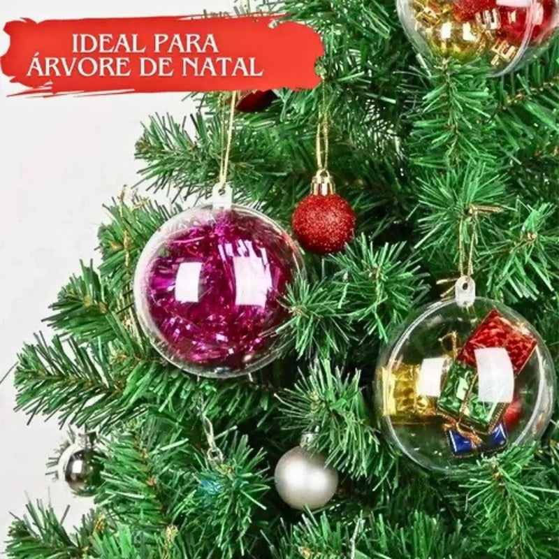 Kit 5 Bolas Acrílico 10cm Decoração Natal