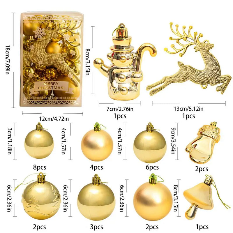 Ouro 30 pçs decorações da árvore de natal