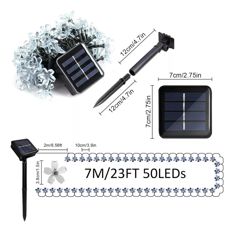 Guirlanda Solar de Flores de Cerejeira com LED