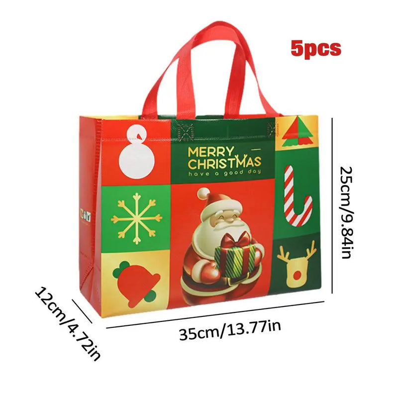 Sacos de presente de Natal reutilizáveis - 5 pcs