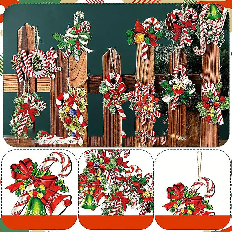 36 pçs natal ornamentos de doces de madeira