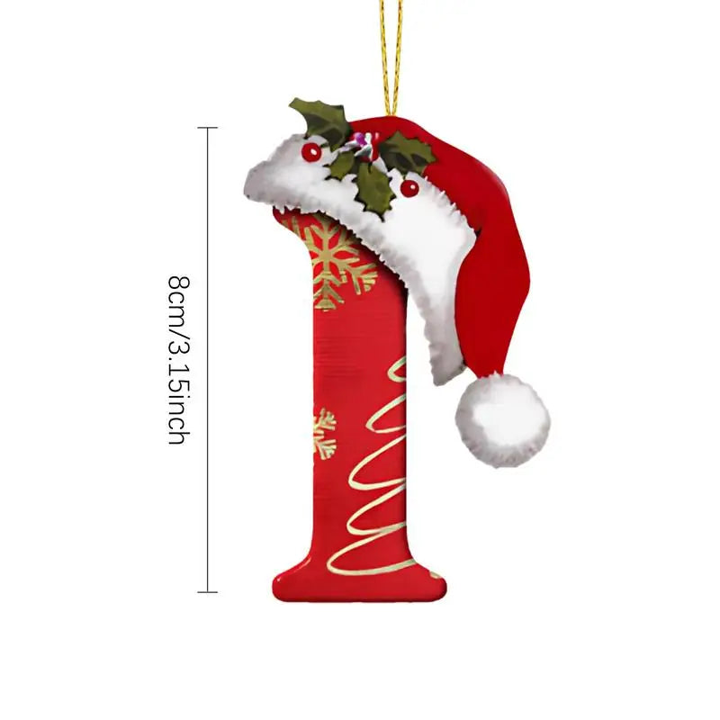 Pingente decorativo 2D, 26 letras, decoração de árvore de Natal