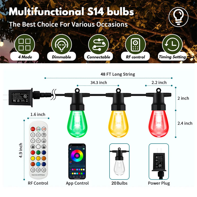 S14 led controle por aplicativo cor mágica múltiplas variações