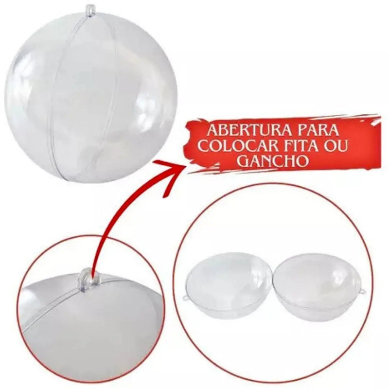 Kit 5 Bolas Acrílico 10cm Decoração Natal