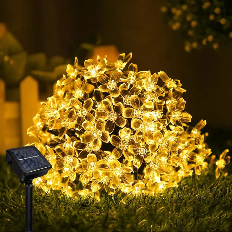 Guirlanda Solar de Flores de Cerejeira com LED