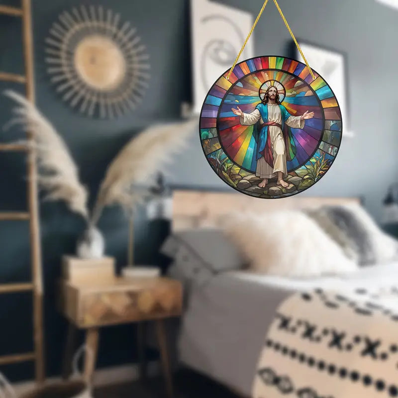 Vitral Decorativo Em Acrílico - Jesus Misericordioso | Decoração Religiosa Para Sua Casa