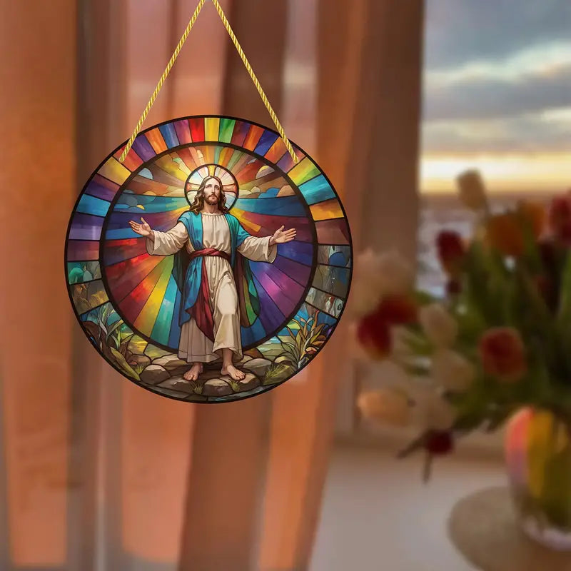 Vitral Decorativo Em Acrílico - Jesus Misericordioso | Decoração Religiosa Para Sua Casa