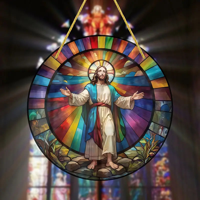 Vitral Decorativo Em Acrílico - Jesus Misericordioso | Decoração Religiosa Para Sua Casa