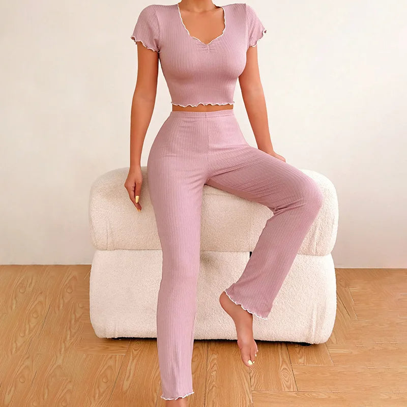 Pijama Feminino DreamComfort Conjunto Com Calça e Camisa | Tecido Leve e Confortável