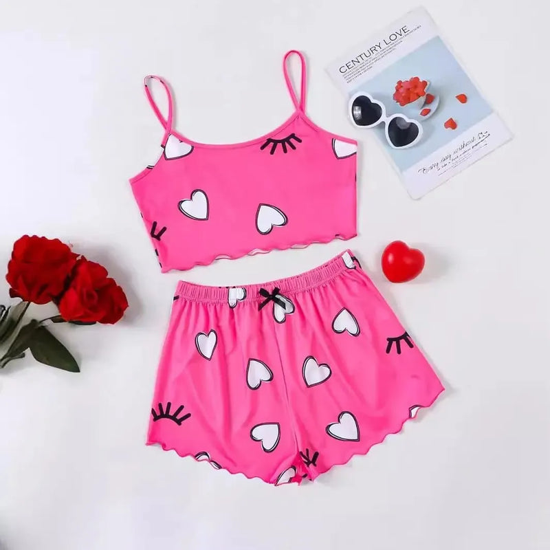 Pijama Feminino InHeart - Conjunto Top Cropped e Shorts Fresquinho LooseFit | Tecido Super Macio e Confortável