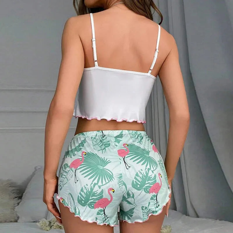 Pijama Feminino Confy - Conjunto Top Cropped e Shorts Fresquinho LooseFit | Tecido Super Macio e Confortável